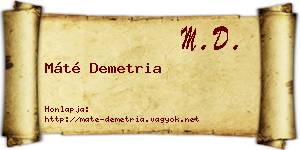 Máté Demetria névjegykártya